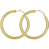 GoldChic Jewelry Medium Round Hoop Earrings, 60mm Gold Circle Creole Earrings For Women, 60mm, Gold Plated, No Gemstone
