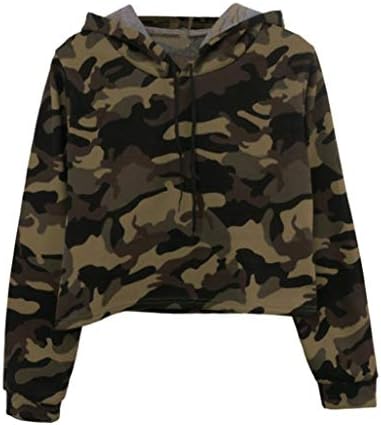 Clearance Sale! 2018 Hoodies Camo for Girls Jiayit Casual Womens Long Sleeve Camouflage Patchwork O Neck Sweatshirt Casual Hooded Blouse Cropped Tops (L, Green)