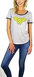 DC Comics Womens Wonder Woman Burnout Ringer Tee (Medium, WW Grey)