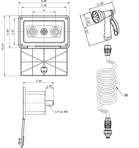 Dura Faucet (DF-SA189-WT RV Exterior Quick Connect Sprayer, Hose, and Exterior Spray Box Kit (White) - Thumbnail 2