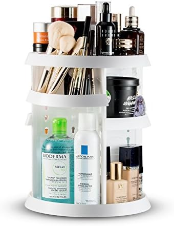 360 Degree Rotating Makeup Organizer,Adjustable Multi-Function Cosmetic Storage Box Make Up Display Stand,7 Layers, Fits Toner, Creams, Makeup Brushes, Lipsticks and More, White