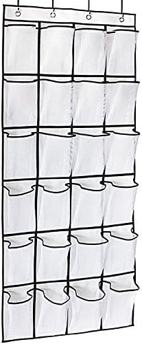 Freyry Over The Door Shoe Organizer 24 Large Mesh Pockets (White)