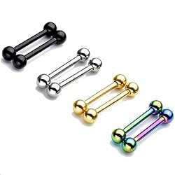 Stainless Steel 14G Body Piercing Barbells Silver