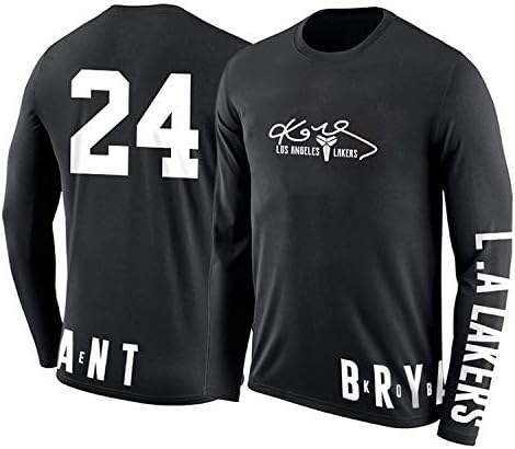 Zay Luay Round neck long-sleeved T-shirt Los Angeles Lakers Kobe Bryant cotton long-sleeved sportswear spring and autumn male sport Fan costume (Color : Black, Size : XL)
