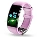 Longess Fitness Tracker, App-Enabled Bluetooth 4.0 Water Resistance Smart Watch, Sleep and Heart Rate Monitor Compatible with Android and IOS Smartphones (Pink)