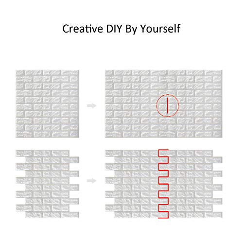 5-Pack 3D Wall Panels Wall Stickers, (30.3x27.6 inch) Waterproof XPE Foam 3D Brick Easy Self-Adhesive for Interior Wall Decoration Brick Design Soft Panels (White)