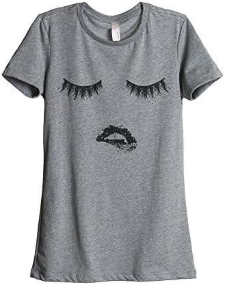 Lips And Lashes Women Relaxed T-Shirt Tee Heather Grey Small