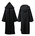 Tititina Men's Black Cloak Party Cosplay Costume Robe Cape,Adult Knight Cool Hooded Cloak,L