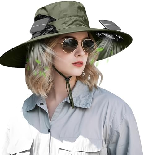 Amazon.com: Wide Brim Solar Fan Outdoor Fishing Hat-Solar  display picture 1