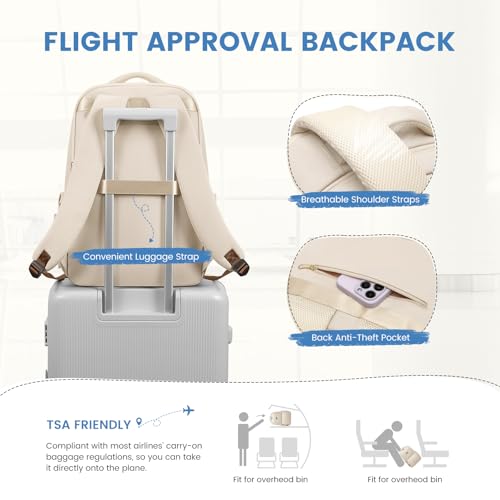 GOLF SUPAGS Insulated Backpack, 16 Inch Computer Backpack, Lunch Backpack with Insulated Compartment, for Camping, Travel, College Work (Abricot)