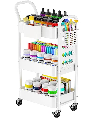 Pipishell 3-Tier Rolling Cart, Metal Utility Cart