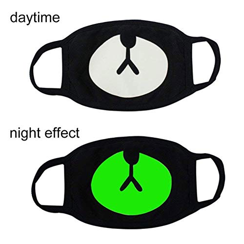 Luminous Mouth Mask,ZWZCYZ 6 Pack Unisex Teeth EXO Mask Cotton Anti Dust Face Mask Black for Party Halloween Cosplay