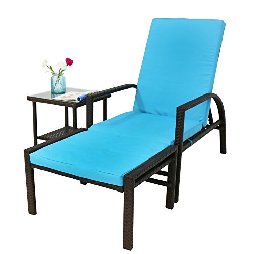 Kinbor 2PCS Outdoor/Indoor Patio Adjustable Brown PE Wicker Pool Garden