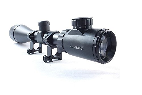 Twod Rifle Scope Tactical 6-24X50mm AOEG Optics Hunting Rifle Scope Red/Green Illuminated Crosshair Gun Scope + Scope Sunshade + Covers + Free Mounts - Thumbnail 7