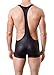TESOON Men Sexy Leather Underwear Bodysuit Black L