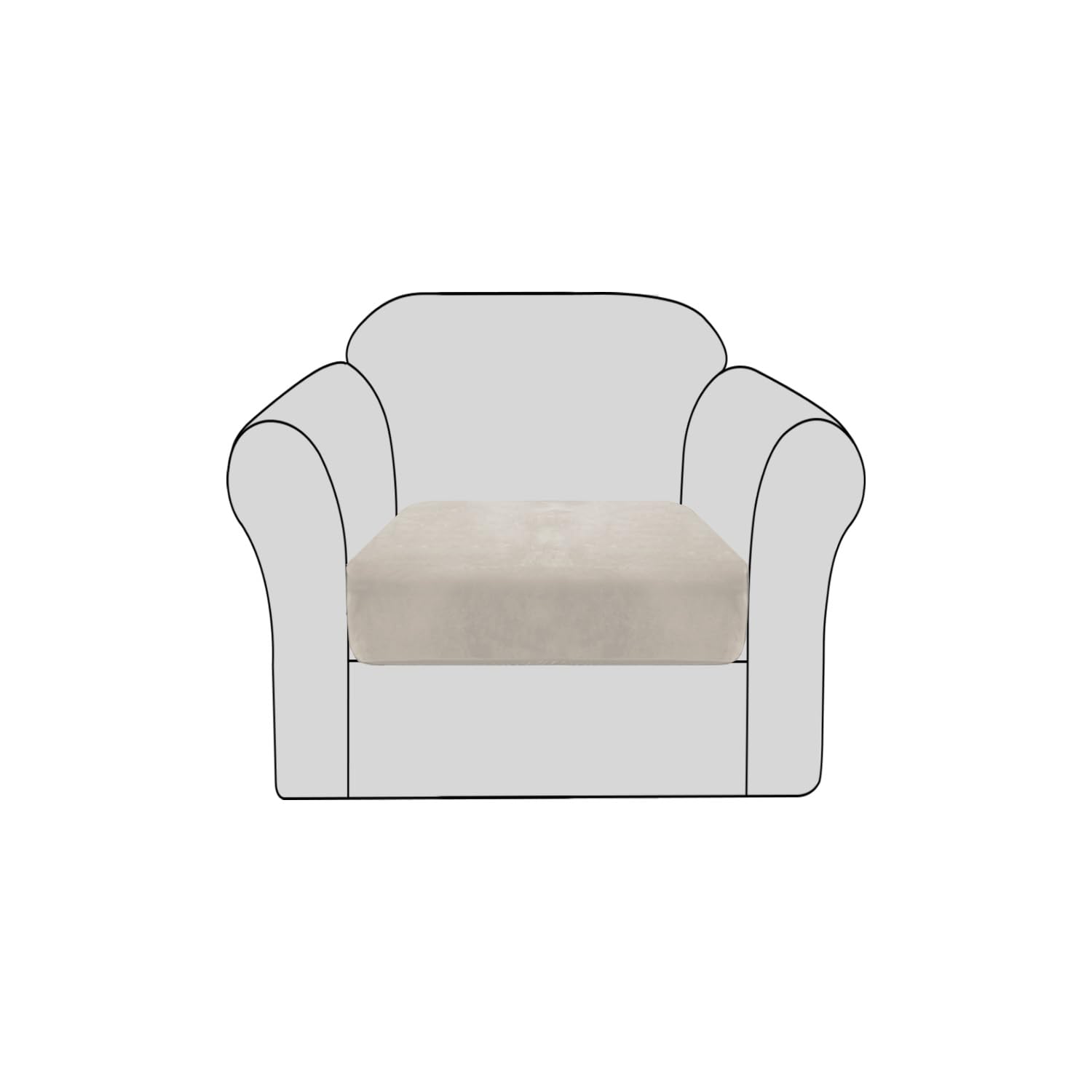 BellaHills Velvet Stretch Sofa Seat Cushion Covers Couch Cushion Covers Modular Seat Covers Furniture Protector Sofa Seat Cover with Elastic Bottom(1 Piece, Oatmeal)