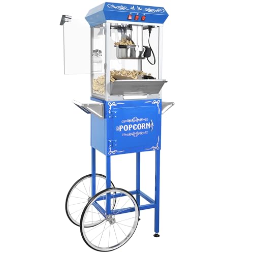 Foundation Popcorn Maker Machine with Cart - 8oz Stainless Steel Kettle Makes u…