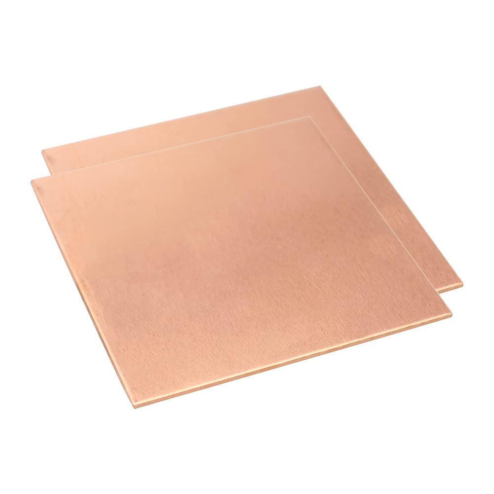 Photo 1 of Tynulox 18 Gauge 99.9% Pure Copper Sheet, 2 Pcs (0.04" x 3.9" x 3.9") Copper Plates Brass Plates for Jewelry, Crafts, Repairs, Electrical