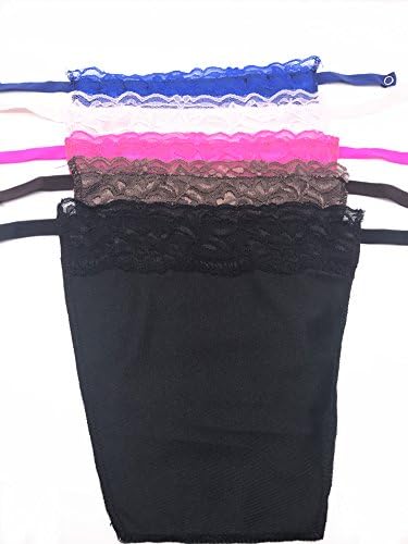 Mock Camisole - Modesty Panel Cami - Lace Overlay- Set of 5 (Black Pink Blue Hot Pink Coffe)