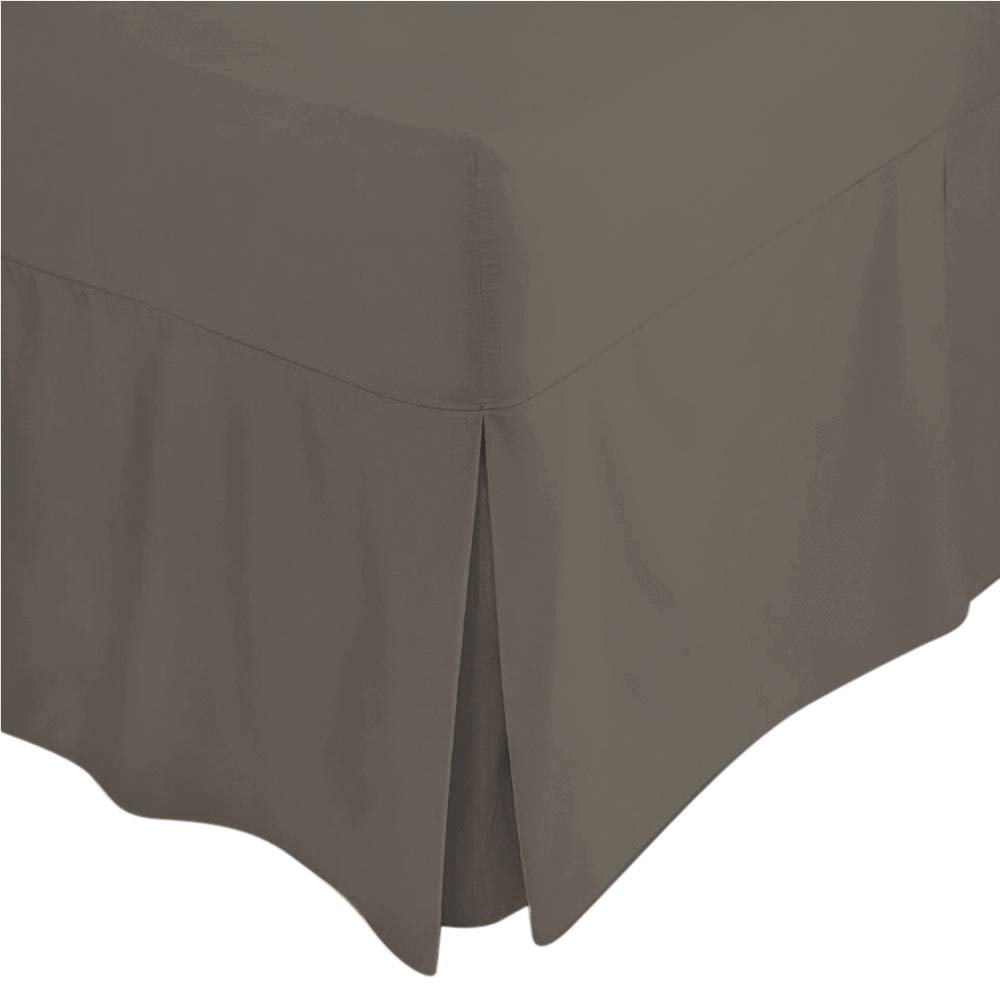 Sheets Valance Pleated 100% Egyptian Cotton 200 Thread Count Split Corner Bed Skirt (Grey, 4ft Small Double) — image 1