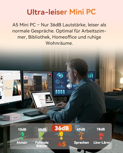 GEEKOM Mini PC A5 2026 with AMD Ryzen 5 7430U, 16GB RAM (Expandable, Not LPDDR) 512GB SSD, Windows 11 Pro Ultra Quiet Compact Desktop PC with Dual HDMI 8K Output & SD Slot for Business/Office
