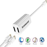 iPhone / 7Plus/ 8 / 8Plus/ X Adapter & Splitter, 2 in 1 Dual Lightning Headphone Jack Audio + Charge Cable Adapter, Compatible for iOS 11 or later, Sync,Music Control,Charge Function at the same time