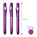 LED Penlight White Color Pen Light 2PCS Diagnostic Reusable with Pupil Gauge for Doctors Nurses, Durable Batteries Free, Blue and Purple