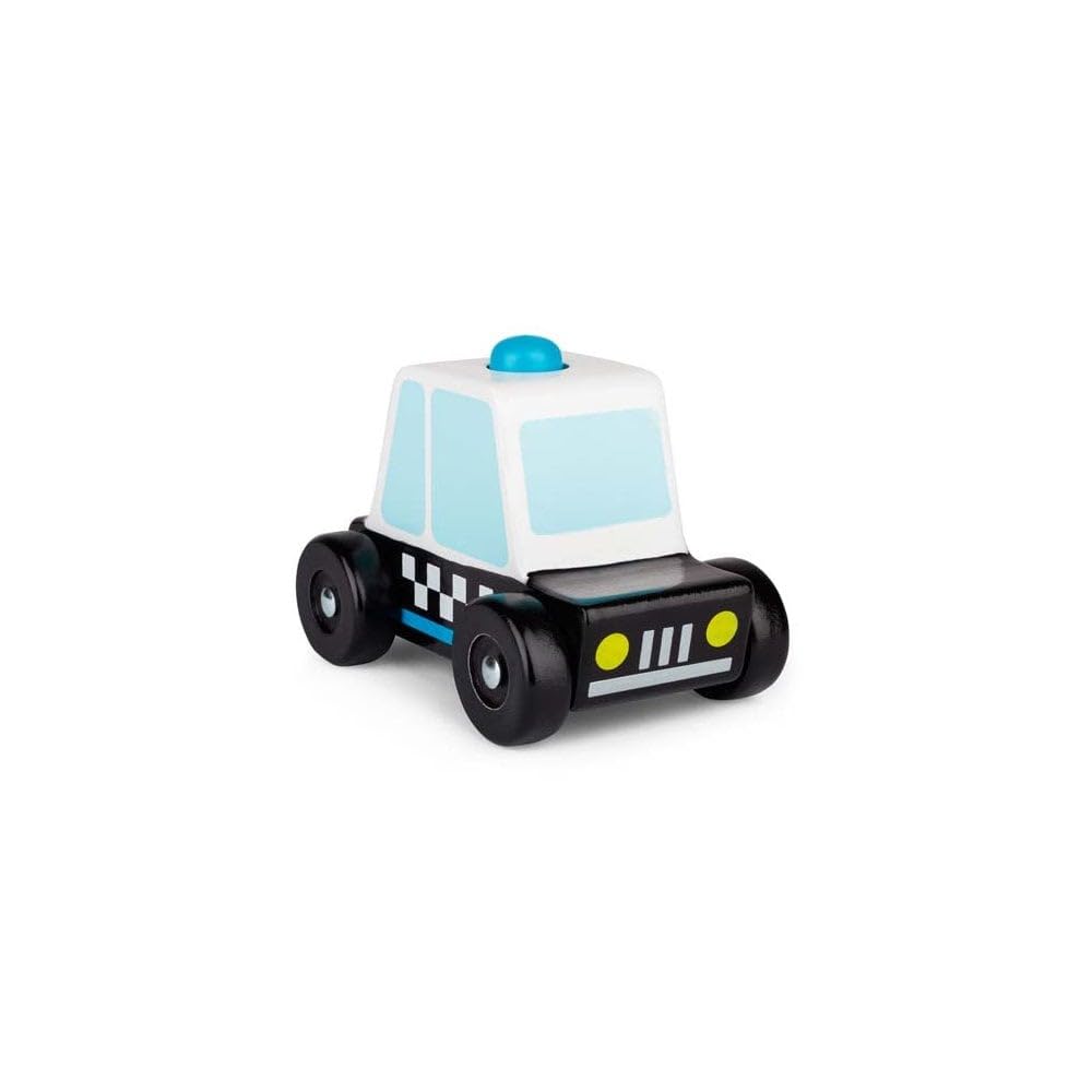 Tobar Wooden Sound and Play Police Car Vehicle with Electronic Siren Assorted Designs and Colours, 9.7 x 6.2 x 7 cm
