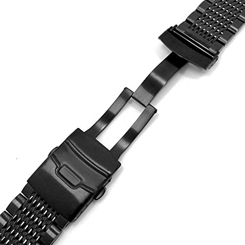 Luxury Black Stainless Steel Watch Bands Straps Brushed Metal Bracelet