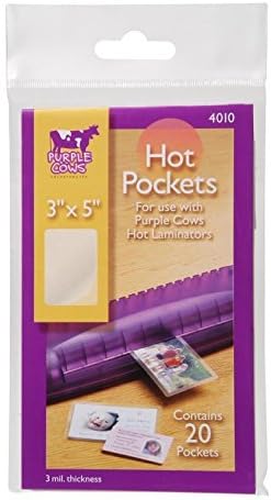 Purple Cows 3-Inch-by-5-Inch Hot Laminating Pockets, 20-Pack by Purple Cows