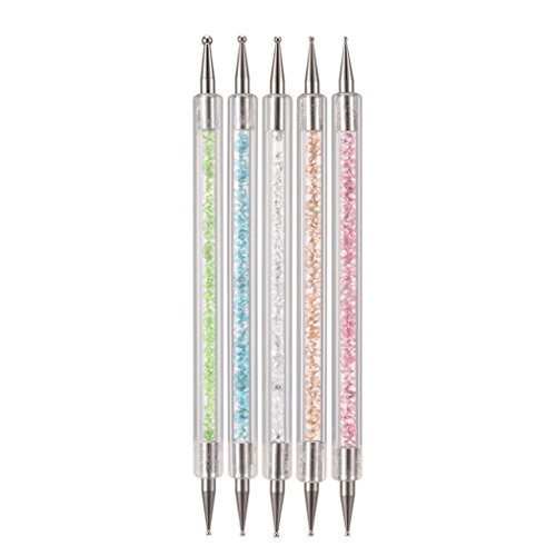 Sunsee 5PCS 2WayCrystal Dotting Manicure Tools Painting Dot Pen Nail Art Paint Set (B)