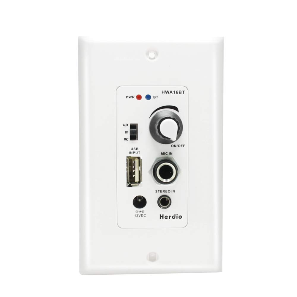 Herdio In Wall Audio Amplifier,Bluetooth Receiver Wall Mount InWall