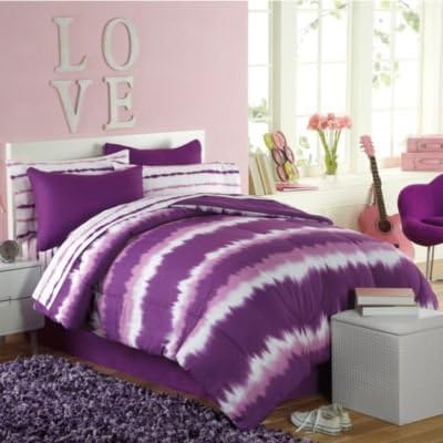 Amazon Com Girl Purple White Tie Dye Twin Comforter Set 6pc Set