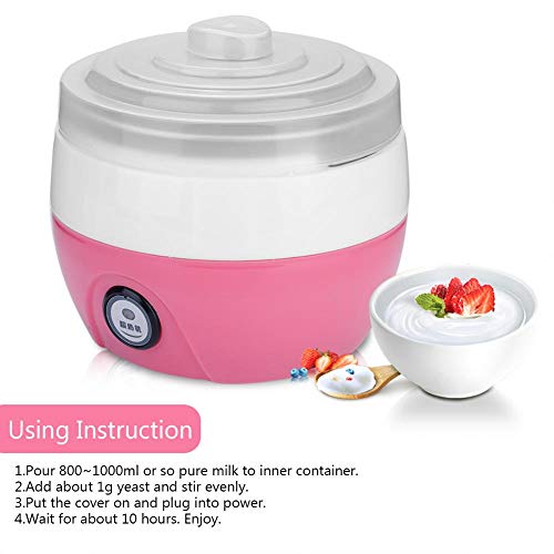 Automatic Yogurt Maker, 1L Household Electric Automatic Yogurt Yoghurt DIY Maker Stainless Steel Inner Container 220V, Yogurt Maker(Pink) - Thumbnail 2