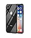for iPhone Xs Max Case.MACBOU Fashion Magnetic Adsorption Metal Tempered Glass 360° Full Protection Luxury Case Cover for iPhone Xs Max (Black+Transparent)