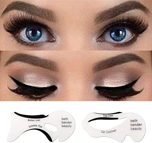 Moonnight Store 2pcs Eyeliner Stencil Kit Eyebrows Model Guide Template Reusable Eye Shadow Frames Card Professional Women Eyebrow Makeup Tools