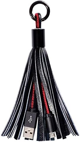 Yeam USB Leather Tassel Keychain Cable - Cooiepa 2.4A Portable Micro USB Lighting Charge Sync Cable with Leather Tassel For Android, Samsung, HTC, Nexus, Nokia, LG, Sony(Android, Black)