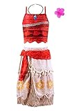 Padete Princess Moana Adventure Costume Halloween Cosplay Party Outfit (4-5 years, Red)