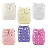 ALVABABY Baby Cloth Diapers One Size Adjustable Washable Reusable for Baby Girls and Boys 6 Pack with 12 Inserts 6BMZ01