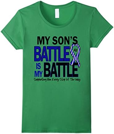 Women's My Son's Battle Is My Battle ASL Awareness T-shirt XL Grass