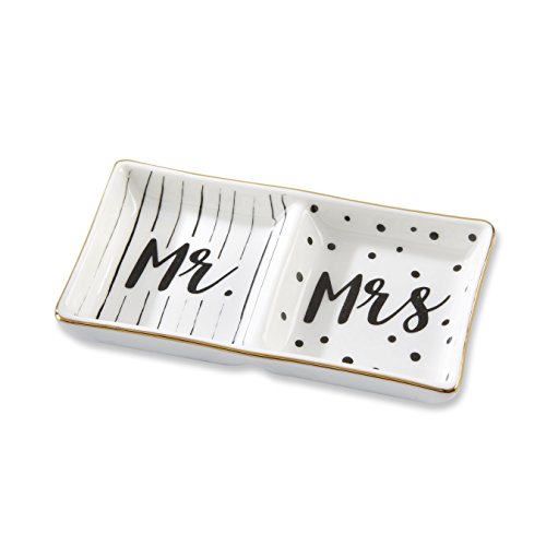 Kate aspen mrs ring dish, white and black