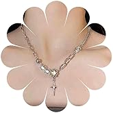 Andelaisi Boho CZ Star Choker Necklace Vintage Moonstone Paperclip Necklace Crystal Cross Pendant Necklace Ball Circle Chain Necklace Jewelry for Women