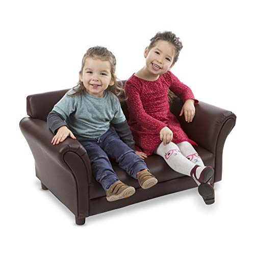 Melissa & Doug Child's Sofa, Coffee Faux Leather Children's Furniture (Kid-Sized Sofa, Sturdy Construction & Quality Materials, 34.4" H x 20.5" W x 18.3" L) - Thumbnail 2