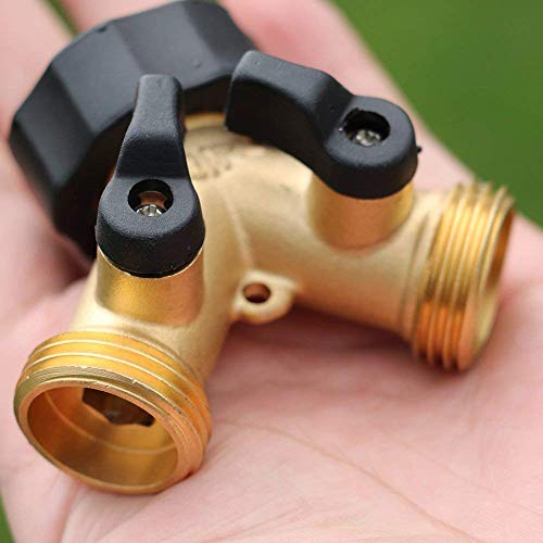 Riemex Metal Garden Hose Splitter 2 Way Y Valve Hose Connector, Easy to Open, Comfort Grip, Solid Brass Body - Thumbnail 6