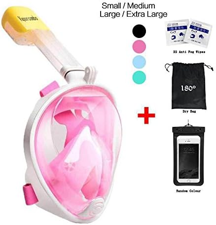 vaporcombo Snorkel Mask 180° view for Adults and Youth. Full Face Free Breathing Folding Design.[Free Bonuses] Cell Phone Universal Waterproof Case