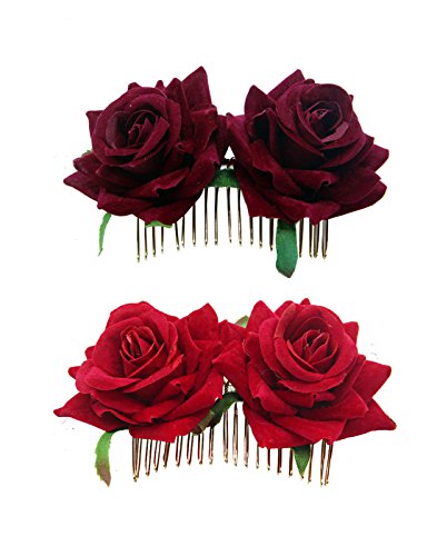 Red Rose Wedding Flower Hair Clips Lady Hair Styling Clip Hair