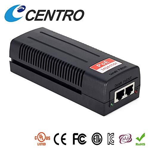 Power Injector Single Gigabit Port Power Over Ethernet, CENTROPOWER 30W PoE+ Injector Compliant 10/100M/1000M for IP Camera Security Camera