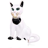 Funky Cat Animal Brooch Pin for Women Unisex Gold Tone Fashion Crystal Choker Kitten Brooches Lapel Pins Cute Dress Accessories Birthday Holiday Jewelry Gift