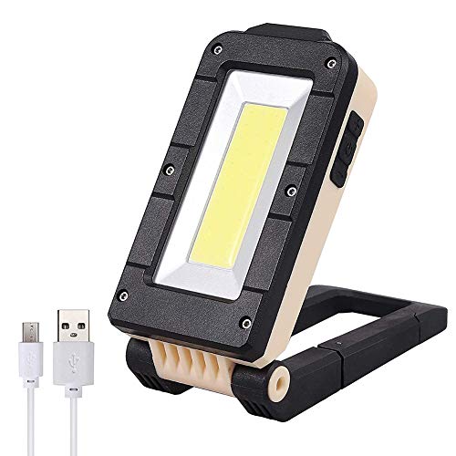 GZZJ Rechargeable COB LED Work Light 10W Waterproof Folding Inspection Light Torch with Magnetic Base&Hanging Hook for Camping Fishing Hiking Emergency Car Repairing