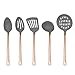 COOK with COLOR 5 Piece Nylon Cooking Utensil Set on a Ring with Rose Gold Copper Handles (Grey)